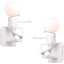 2 pezzi Lampada da Parete Cartone Animato Umanoide a Forma di Sci Lampada da Soffitto Moderna Creativa per Camera dei Bambini, Corridoio, Ristorante, precio