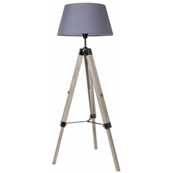 Lampada da Terra Design Moderno Vintage con Treppiede Altezza Regolabile, Paralume Classico, con Rimovibile per Soggiorno, Camera -Grigio en oferta