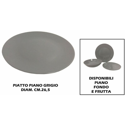 Bighouse It - PIATTO CERAMICA PIANO CM.26 GRIGIO