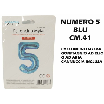 Bighouse It - PALLONCINO MYLAR CM.41 NUMERO 5 BLU