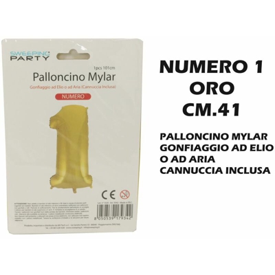 Bighouse It - PALLONCINO MYLAR CM.41 NUMERO 1 ORO