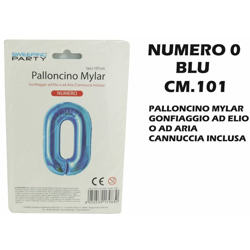 Bighouse It - PALLONCINO MYLAR CM.101 NUMERO 0 BLU en oferta