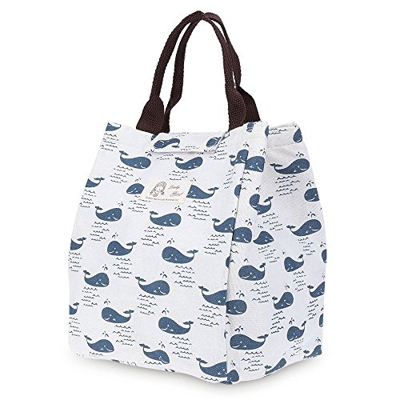 Borsa termica impermeabile porta-pranzo con elegante esterno in tela, Whale