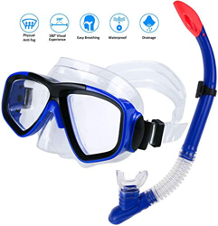 AIMTOP Set per Snorkeling, Diving Snorkeling Maschera Snorkeling con Panoramica a 180 Gradi e Boccaglio Snorkel, Anti-Fog Kit Snorkeling Maschera per  en oferta