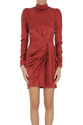 Draped silk mini dress