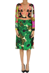 Printed silk midi dress en oferta