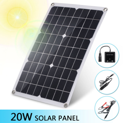 IP20W 20W pannello solare modulo fotovoltaico scheda di generazione di energia con hub USB a doppia porta + cavo di ricarica per auto + cavo di en oferta