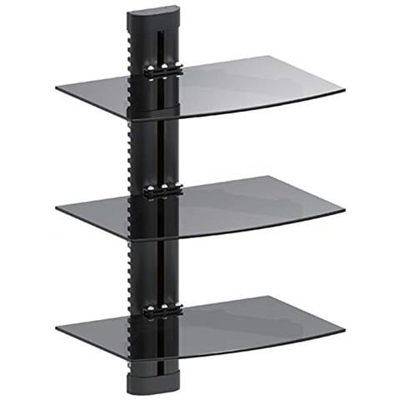 Maclean Mc-664 Dvd Supporto Da Parete Mensola Tripla In Vetro Scaffale Perché Muro Console Ps3 Ps4 Xbox