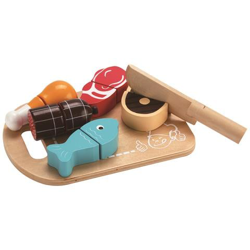 Giocattolo In Legno -carne E Pesce + Tabella Di Taglio - Misurazioni: 14 X 20 X 1.5 Cm. In Legno. en oferta