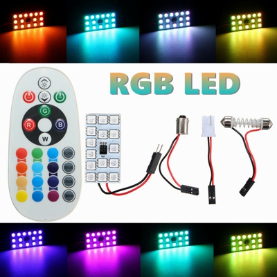 Lampadina RGB per auto Dome Reading Atmosphere 5050 SMD + telecomando