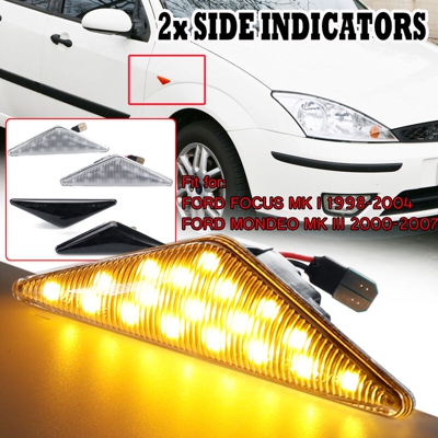 Indicatore di direzione della lampada laterale del ripetitore 2X LED per Ford Focus Mk1 Mondeo Mk3CLAIRE