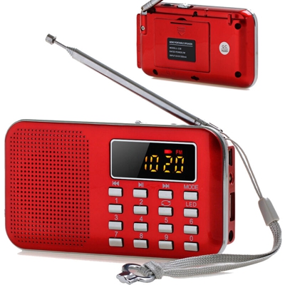 Radio portatile FM AM USB TF Card Lettore MP3 Rosso