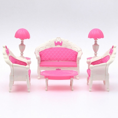 6 pezzi casa bambole soggiorno mobili set divano sedia per accessori Barbie