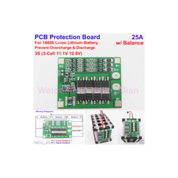 Scheda PCB 3S 11,1 V 25 A con protezione BMS batteria al litio Balance 18650 Li-ion precio