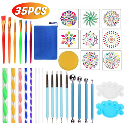 Set di strumenti per punteggiatura mandala da 35 pezzi per ceramica per pittura su roccia Kit per punto punteggiato multifunzione portatile per en oferta