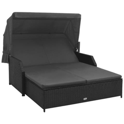 Lettino Prendisole 2 Posti Con Tettuccio In Polyrattan Nero precio