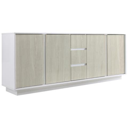 Credenza Di Design In Laccato Bianco Lucido Ed Effetto Rovere L210 Cm Hero en oferta