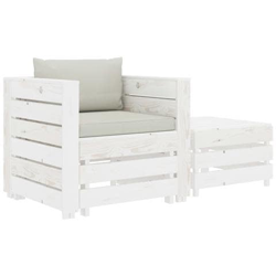 Set Divani Da Giardino 2 Pz Con Cuscino Beige In Legno en oferta