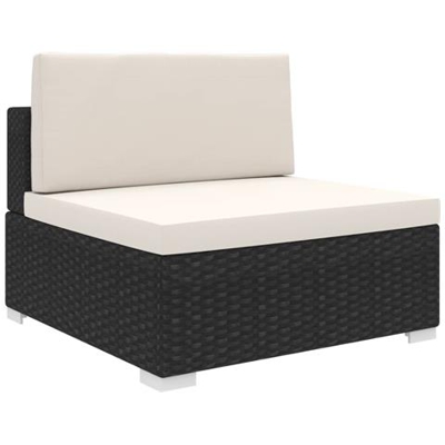 Seduta Centrale Modulare 1 Pz Con Cuscini In Polyrattan Nero