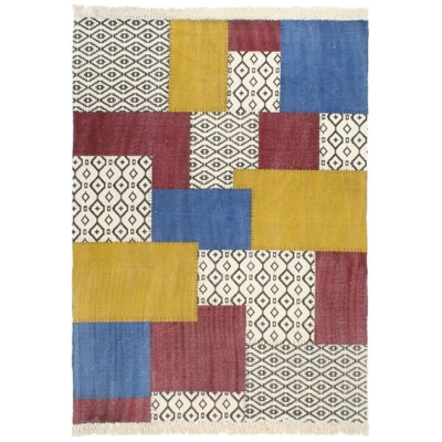 Tappeto Kilim Tessuto a Mano in Cotone 160x230 cm Multicolore - Multicolore - Youthup