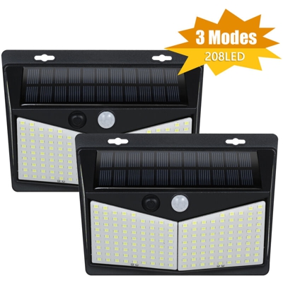 Luce del sensore solare per esterni 208LED lampada perline 3 modalit