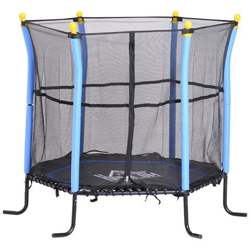 Trampolino Elastico Con Rete Di Sicurezza, Nero E Blu, Ø 155 X 122.5 Cm precio