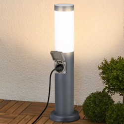 Bakaji - Lampada Paletto Luce Giardino + Presa Shucko Palo Illuminazione Esterno 45cm en oferta