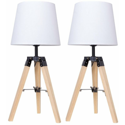 2xLampada da comodino con paralume in tela, Lampada da scrivania in legno massello per camera da letto, soggiorno - Bianco características