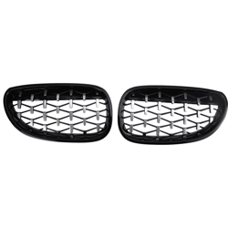 Griglia a doppio rene nera lucida e cromata a forma di diamante per BMW serie 5 E60 E61 2003-2010 en oferta