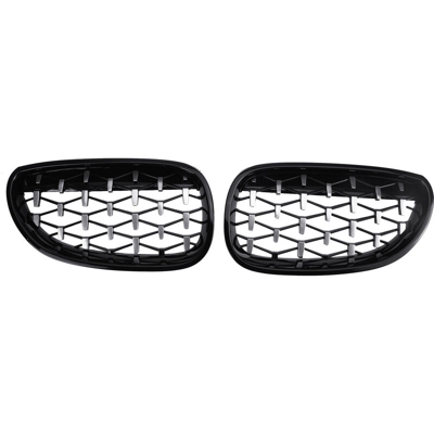 Griglia a doppio rene nera lucida e cromata a forma di diamante per BMW serie 5 E60 E61 2003-2010