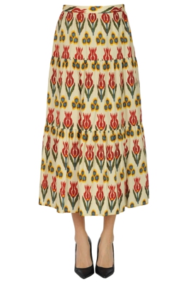 Printed midi skirt