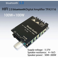 1002 HIFI 2x100W TPA3116 AUX + bluetooth 5.0 amplificatore digitale scheda stereo AMP precio