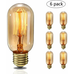 Lotto 6Pcs 40W Lampadine a incandescenza Vintage Edison Lumiere Bianco caldo E27 T45 220V características