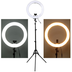 Kit di illuminazione video con luce ad anello regolabile da 14 pollici con supporto regolabile in altezza di 2,2 m / tre modalità di illuminazione a características