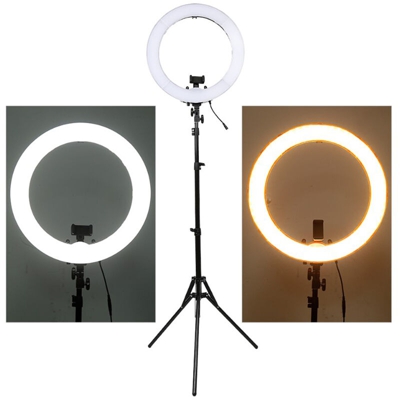 Kit di illuminazione video con luce ad anello regolabile da 14 pollici con supporto regolabile in altezza di 2,2 m / tre modalità di illuminazione a