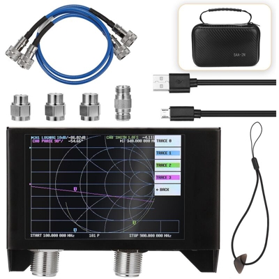 Drillpro - 50KHz-3GHz SAA-2N NanoVNA V2 50KHz-3GHz Analizzatore di antenna Analizzatore di rete vettoriale HF VHF UHF Display micro USB da 4 pollici