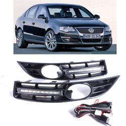 Coppia luci di marcia diurna a LED con griglia con cornice fendinebbia per VW / Volkswagen Passat B6 2006-2010 precio