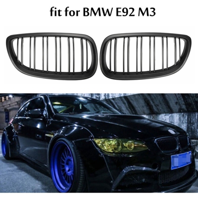 Griglia anteriore nera opaca Griglia a doppia linea per BMW E92 E93 Serie 3 M3 Style