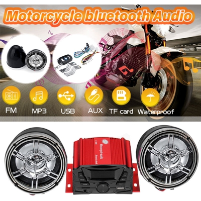 Coppia universale 12V per moto Audio Bluetooth Altoparlante Sistema audio Telecomando SD USB MP3