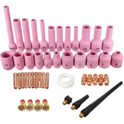 46 pezzi / set Kit di abbinamento per ugello in allumina con corpo pinza per gas TIG per torcia per saldatura TIG SR WP-9 WP-20 WP-25 precio