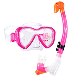 Dorlle - Set da snorkeling per bambini, maschera da snorkeling con boccaglio a 3 canali Premium Dry e anti perdite, maschera da immersione, set profes precio