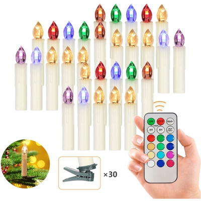 Candela elettronica natalizia 30 pezzi candela di simulazione dell'illuminazione che cambia colore con telecomando a 18 tasti (batteria incorporata)