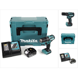 Makita DHP 483 RF1J Trapano avvitatore a percussione brushless a batteria 18 V in valigetta MAKPAC + 1x Batteria 3,0 Ah + Caricatore rapido en oferta