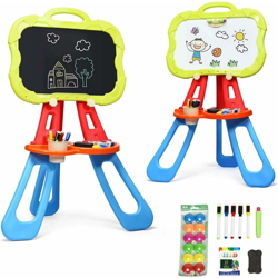 Lavagna da Pittura per Bambini, con Treppiede, Bifacciale, Accessori Inclusi, Magnetica, Blu en oferta