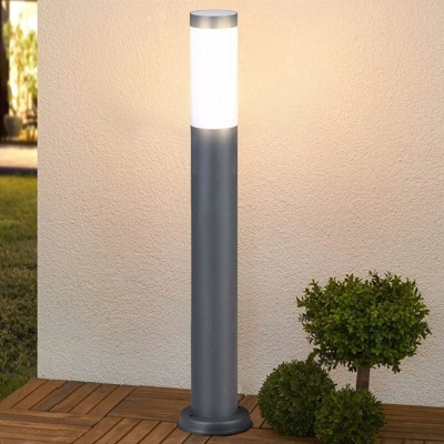 Bakaji - Lampada Paletto Luce Giardino Acciaio Palo Illuminazione Esterno 100cm E27 Gray