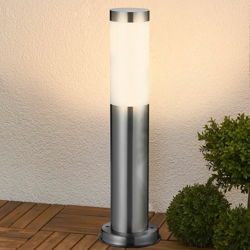 Bakaji - Lampada Paletto Luce Giardino Acciaio Palo Illuminazione Esterno 45cm E27 Cromo en oferta