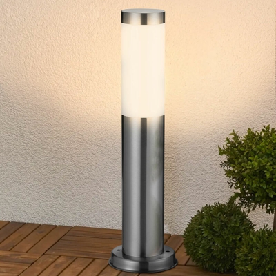 Bakaji - Lampada Paletto Luce Giardino Acciaio Palo Illuminazione Esterno 45cm E27 Cromo