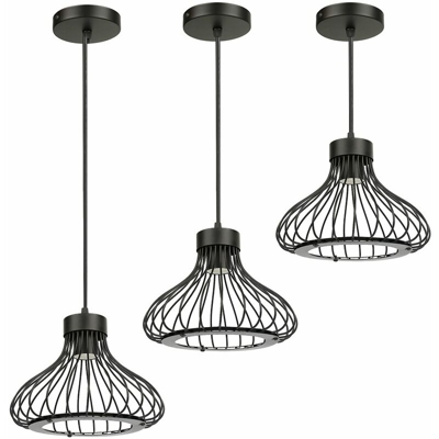 3 x Lampada a Sospensione Industriale Lampadario di Soffitto Retr