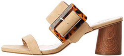 find. Large Buckle Block Heel Sandal Punta Aperta, Beige), 38 EU en oferta