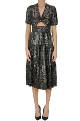 Metallic effect fabric midi dress en oferta